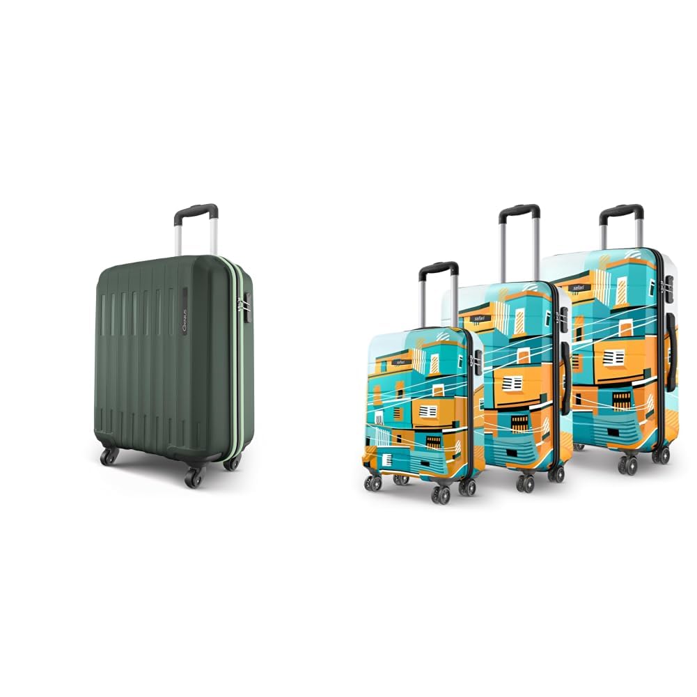 Genius Alley 55cm Cabin Trolley Bag Hard Case Polypropylene, 4 Spinner Wheels, 360° + Oasis 55, 65 & 77 Cms Polycarbonate Trolley Bag, Printed Cabin 8 Wheels Spinner Travelling Hard-image-45