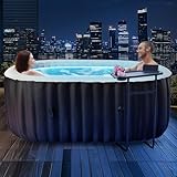 Obqer Hot Tub Aufblasbar für 2 Personen Mit LED, 2400W In/Outdoor SPA Pool Winterfest Mit 100 LuftdüSen, Frostschutz, 550 Liter, Auslaufsichere, Energiesparend, Bubble Spa & Wellness Massage