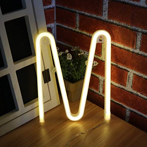 Image of ENUOLI LED Letter Neon Lights Light up Words Sign Alphabet Neon Sign (M) | Art Decorative Lights Wall Decor Marquee Words Neon Lights for Wedding Birthday Party Christmas Home Bar Club Baby Room Decor