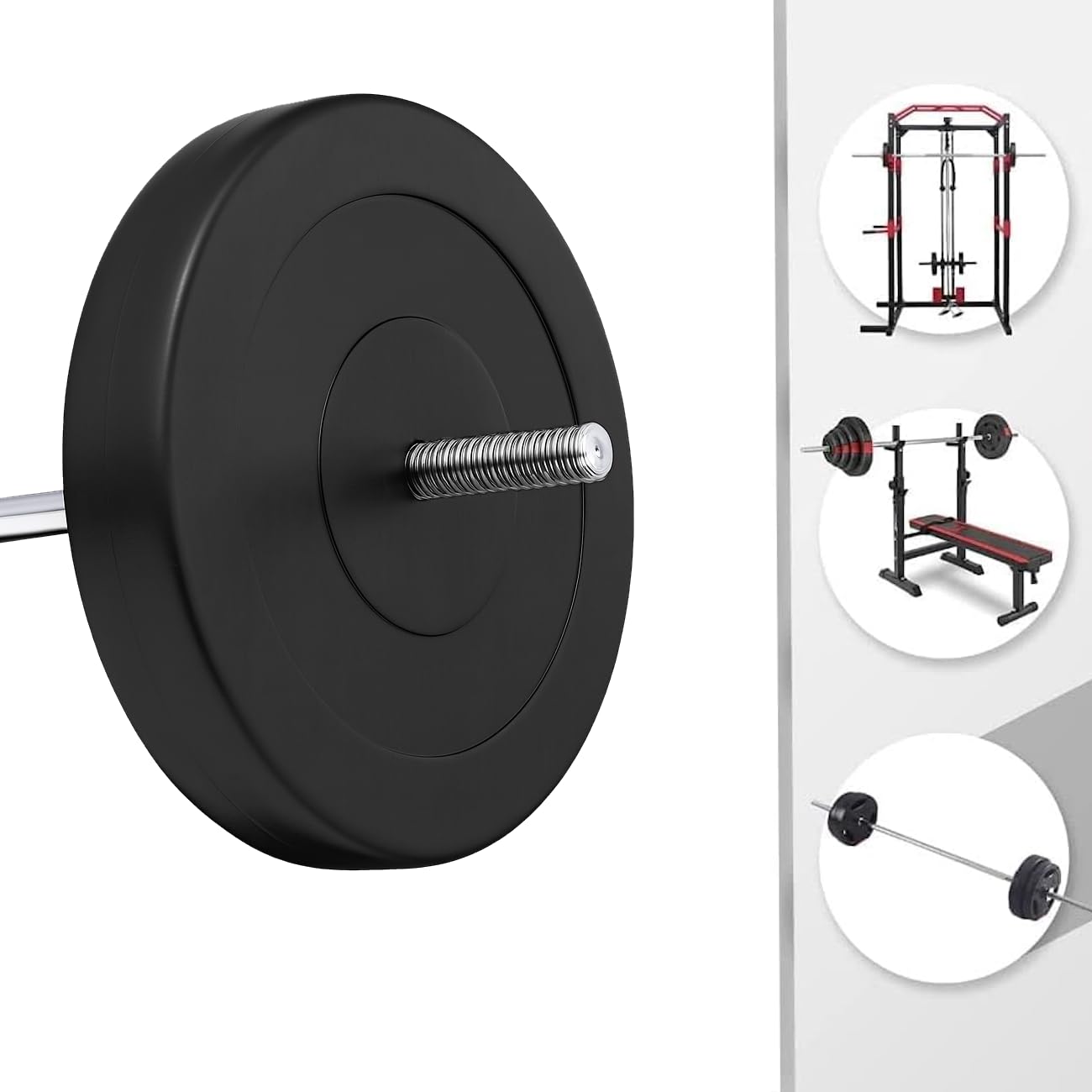 Set Bilanciere con Dischi - Bilanciere Dritto da 180 cm con Dischi in Ghisa Gommati Vari Pesi Disponibili Foro 30 mm