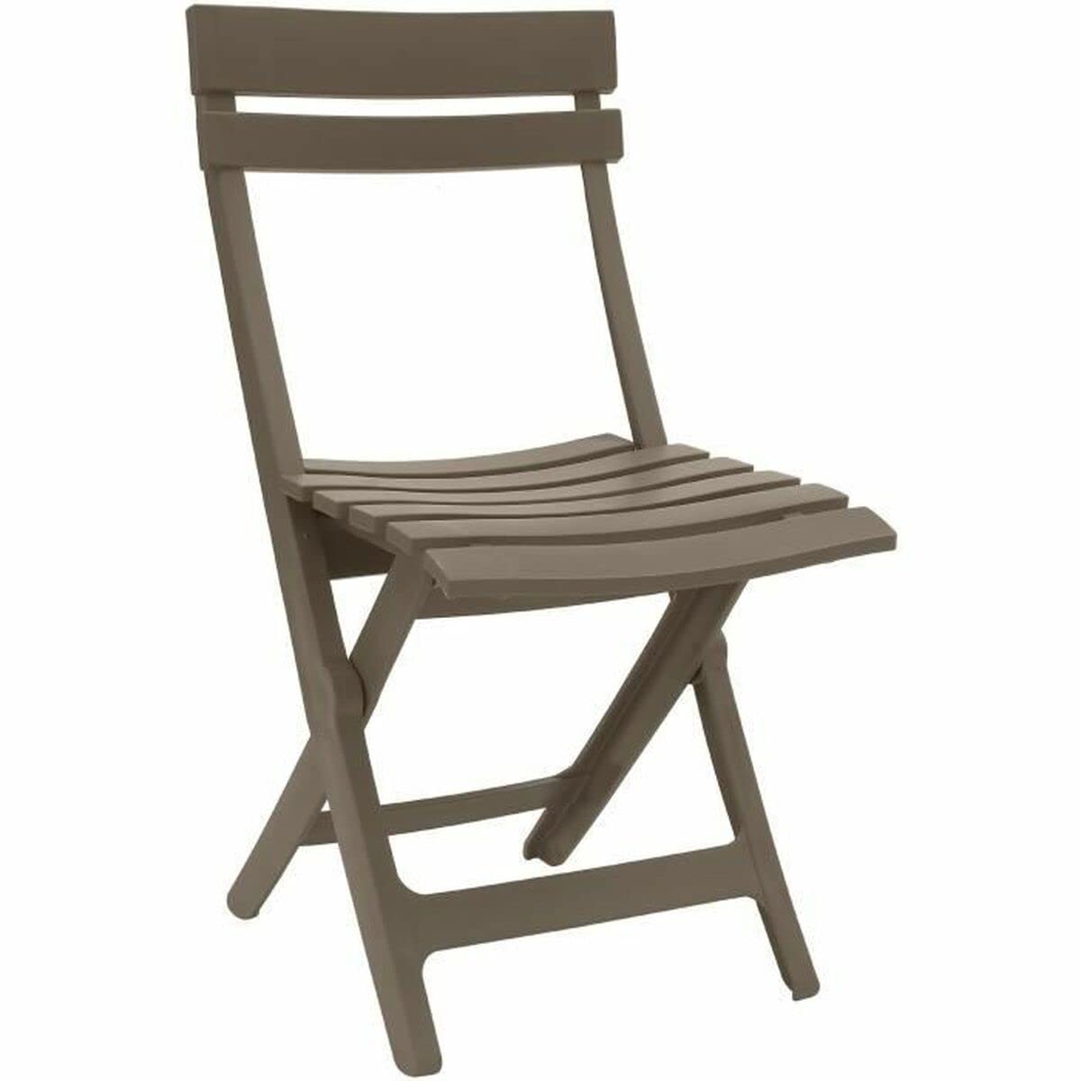 Chaise pliante bureau Grosfillex Miami taupe gain de place PVC 50x42x80