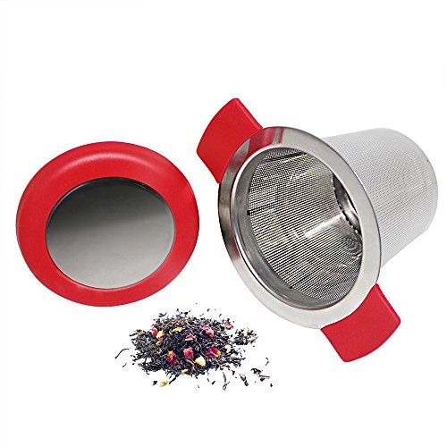 18/8 malla de acero inoxidable infusor de té colador de té con tamaño perfecto, doble asa y gran capacidad, SourceTon se… - Imagen 7