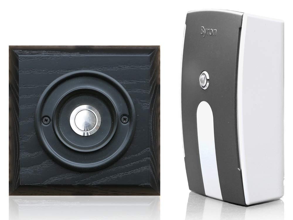 Wireless 125m Doorbell Kit, Period Style Push on Black Ash Plinth (Black/Chrome)