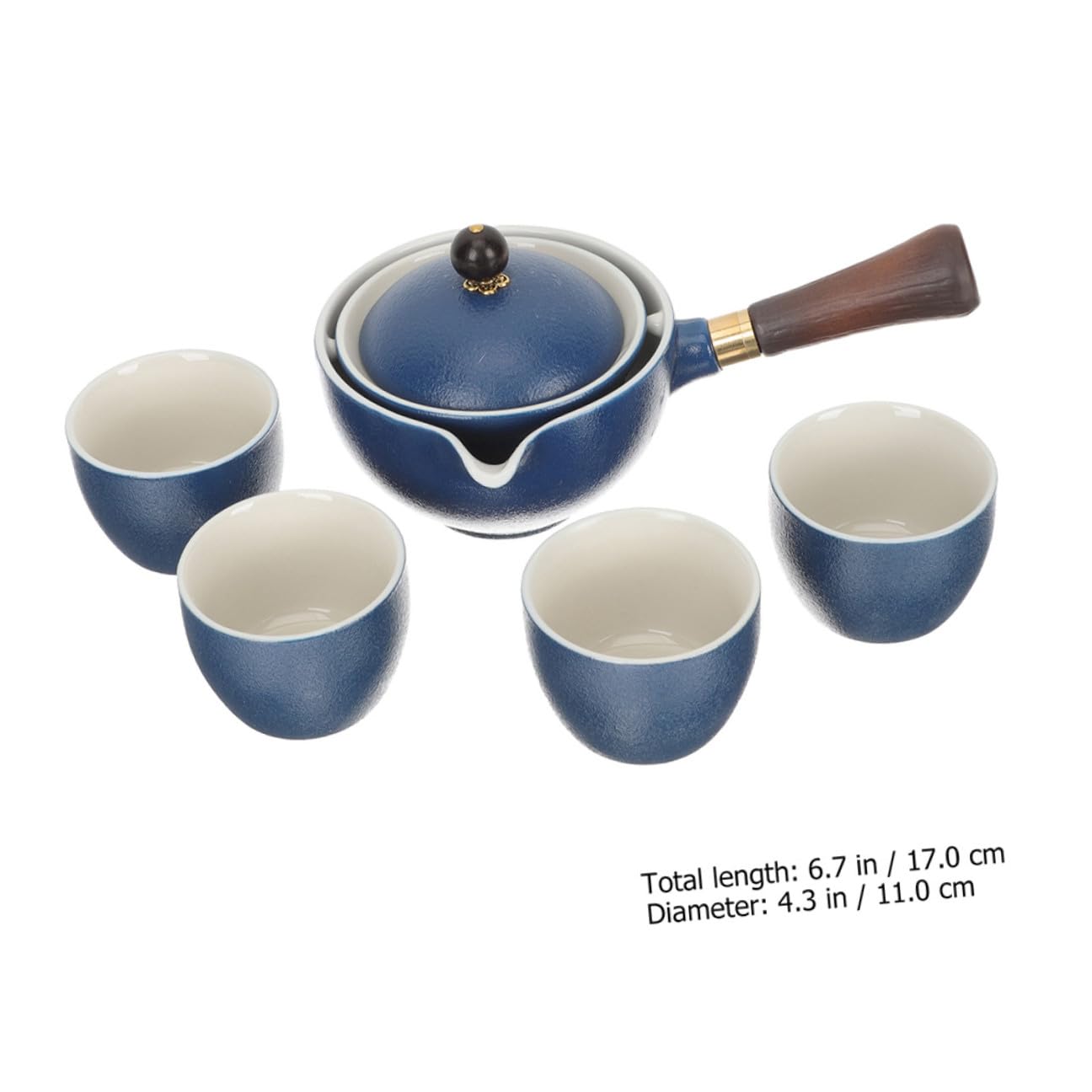 Keramik Teekanne mit Seitengriff 160ml Blau, Chinesisch
