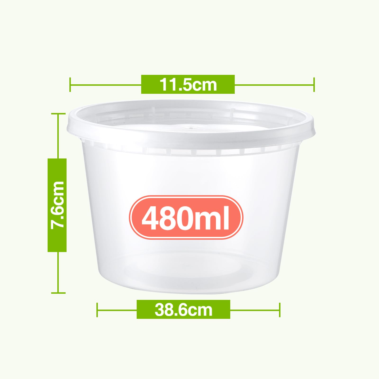 Eupako 60 sztuk pojemników na zapasy z pokrywkami, hermetyczne, 480 ml, z pokrywkami, nie zawierają BPA, nadają się do mycia w zmywarce i używania w kuchence mikrofalowej