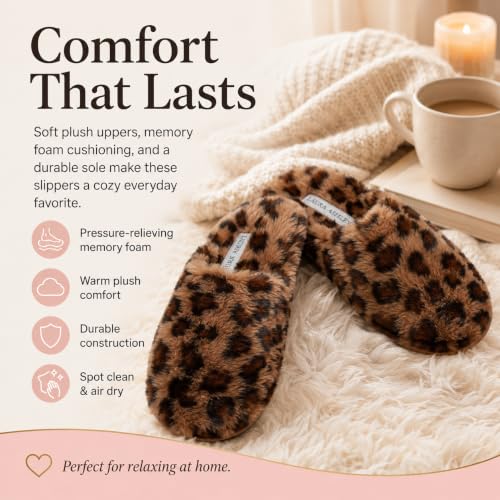 Image of Laura Ashley Ladies All Over Plush W /Memory Foam Slippers