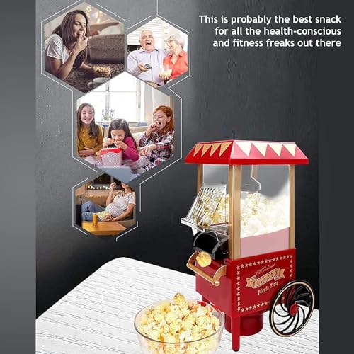 Image of VINSU Popcorn Machine Big Vintage Collection and Electric Popcorn Maker Making Machine,Automatic Instant Popcorn Maker Stylish Design 1200-Watts Electric Popcorn Maker Machine For Home Use