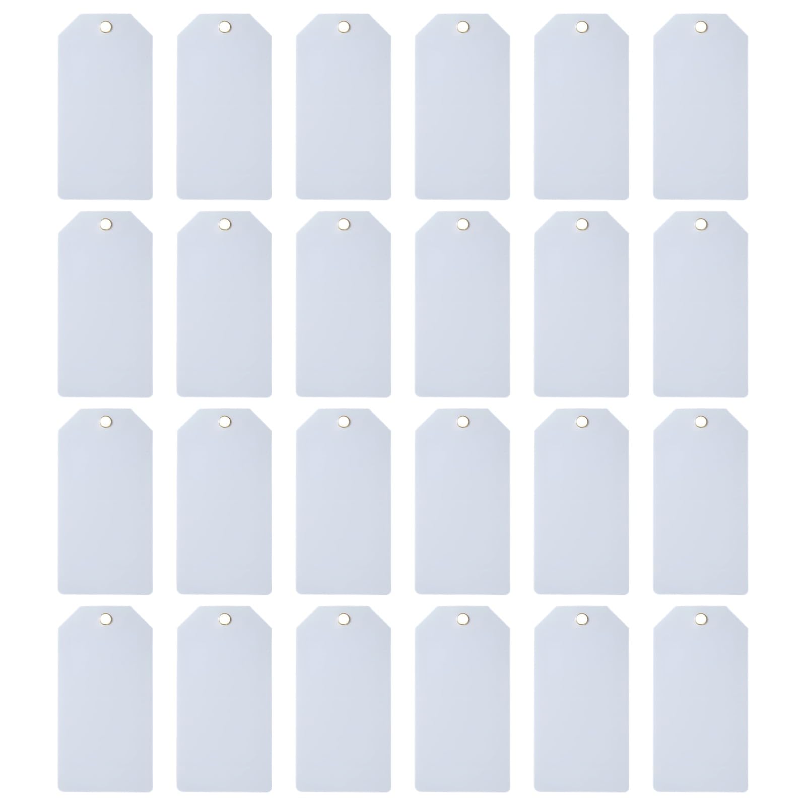 100 etiquetas de plástico con ojal de metal, resistentes al agua, para etiquetar, superficie blanca imprimible, 3 x 6 pulgadas / 7,6 x 15,2 cm