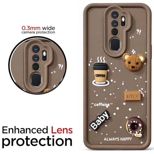 Image of Bintage Ball Bear| Donut| Milk Cake| Baby| Coffee Rubber Case Full Body & Camera Protection Back Cover Compatible for Oppo A9 2020 - Brown