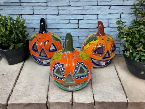 Handmade Mexican Pottery Pumpkin Jack O' Lanterns | 6.5