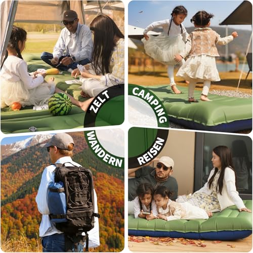 Myxslop Camping Isomatte ,12CM Verdicktes Luftmatratze Camping, Aufblasbare Matratze mit Fußpumpe & Kissen, Ultraleichte Schlafmatte Outdoor für Wandern, Strand, Reise, Zelt