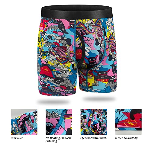longfor Mens Boxer Briefs Cotton Underwear Comfy Breathable Tagless No Ride-up 6’’ Regular Leg Boxer Briefs with Fly Pack3