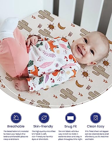 Image of TotAha Cactus Pack N Play Sheets, Premium Stretch Fitted Portable Mini Cribs Playards Sheets, Ultra Soft Breathable Jersey Knit Mini Crib Sheet, 2 Pack