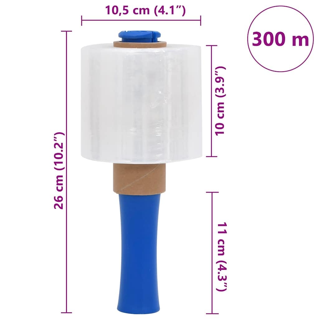 Láminas elásticas transparentes de 23 μm, 10 cm x 300 m, material de polietileno con asa, material de embalaje para caja de envío, protección contra la suciedad y el polvo