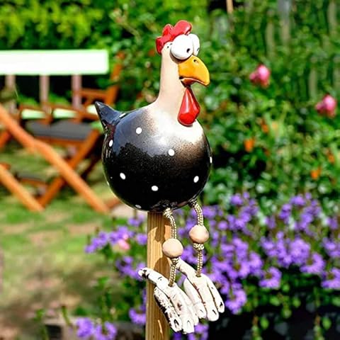 OWOAOOwl Keramik Huhn Gartendeko,Handarbeit Gartenstatue Dekorative Henne Gartenstecker Cover