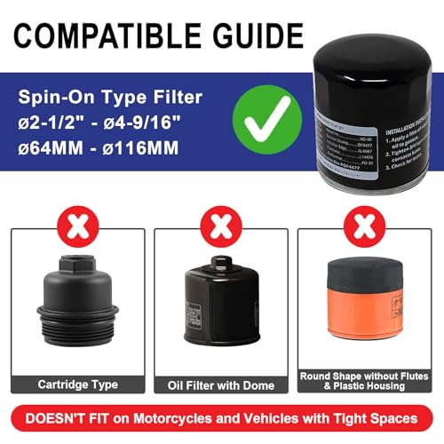 Spurtar Adjustable Oil Filter Wrench 3-Jaw Removal Tool for Spin-On Oil Filters 64mm–116mm (2-1/2" to 4-9/16") 3 Spurtar Adjustable Oil Filter Wrench 3-Jaw Removal Tool for Spin-On Oil Filters 64mm–116mm (2-1/2" to 4-9/16") - Image 3