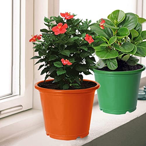 Image of Kuber Industries Durable Plastic Flower Pot|Gamla for Indoor Home Decor & Outdoor Balcony,Garden,6 inchx5 inch,Pack of 3 (Orange,Green,Blue)