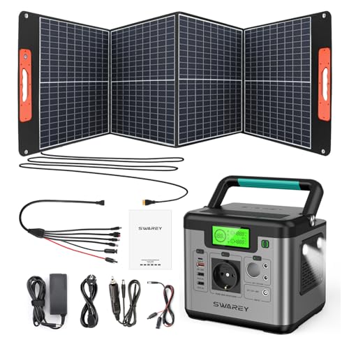 SWAREY Tragbares Powerstation S500 mit 100W Solarpanel, 518Wh Solargenerator, 500W(Spitze...