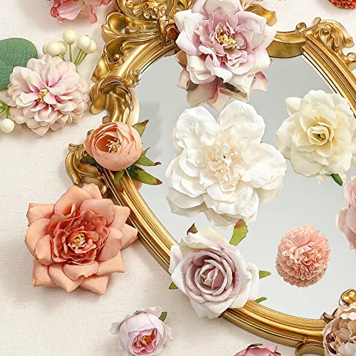 Yyhuawu Artificial Flowers Combo Set Fake Flower Leaf Box With Stems For Diy Wedding Bouquets Centerpieces Flower Arrangements Decorations Baby Shower Party Home Decorations Orange Pink #TOP1