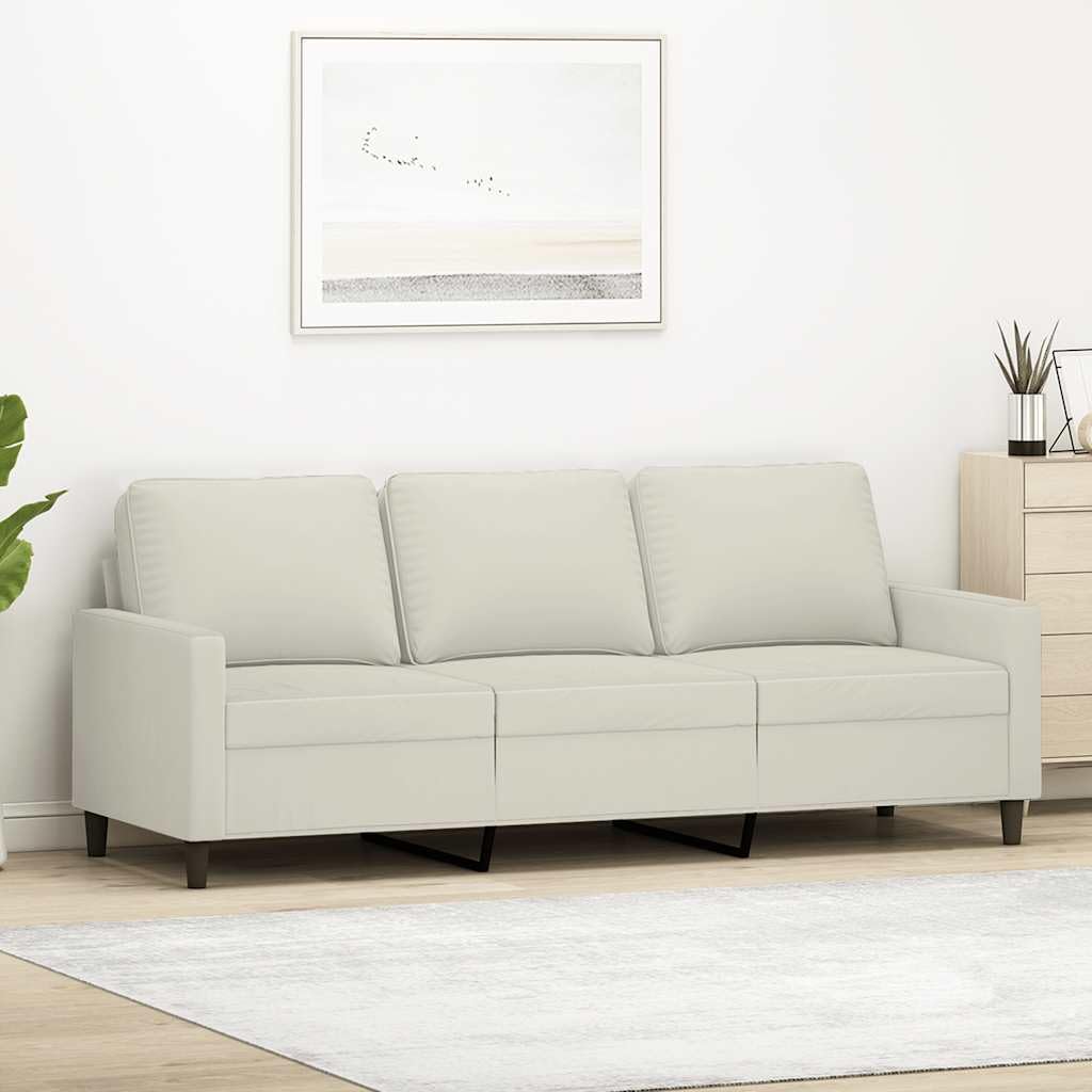 Kremowa sofa 3-osobowa, 180 cm, aksamitna