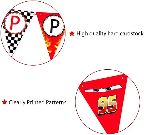 Miniatura 4 de Cartel de feliz cumpleaños de coche de carreras, cartel de fiesta temática de carreras, decoraciones de bandera a cuadros