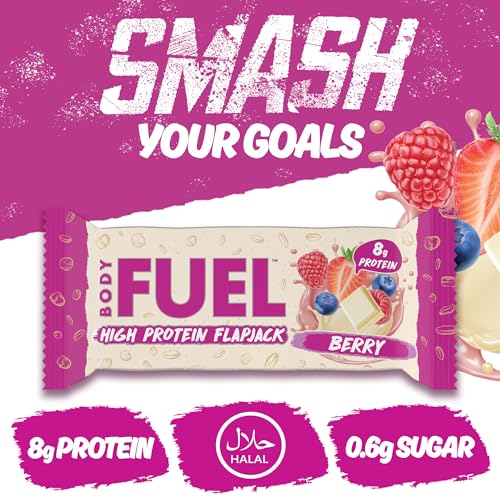 BodyFuel High Protein Flapjack - 8g Protein, Low Sugar, High Fiber Snack for Pre-Workout & Post-Workout Recovery (Berry)(12 x 40g) - Image 5