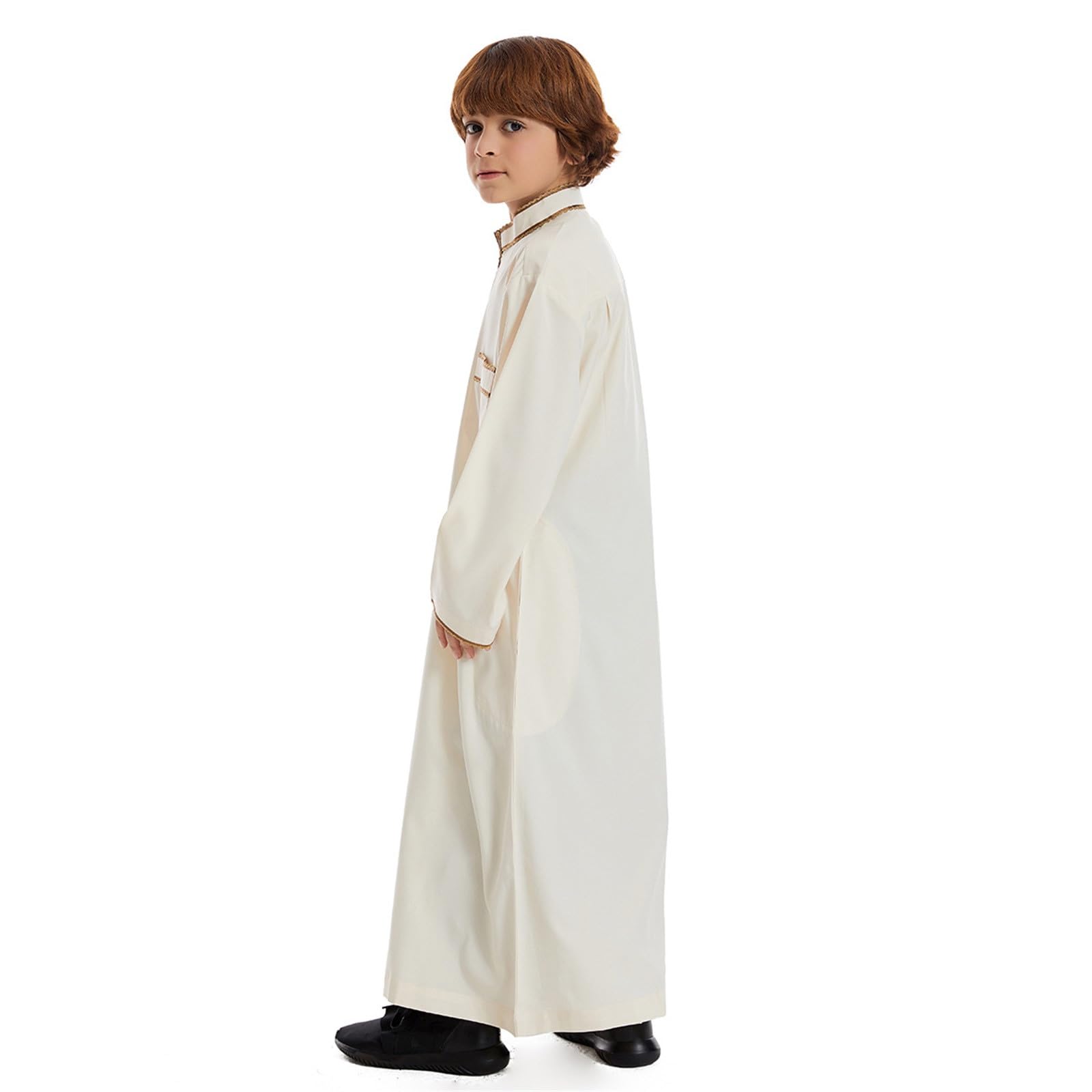 Muslimische Kaftan Kinder Jungen – Islamische Gebetskleidung Abaya Robe, Langarm Arabischer Kleidungsstil aus Dubai, Muslimisches Kleid Kaftan Gewand für religiöse Feste & Alltag