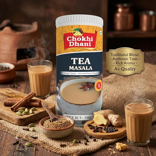 Image of Chokhi Dhani Kadak Chai Masala 50g | Premium Tea Spice Blend with Cardamom, Cinnamon, Ginger, Black Pepper & Fennel | Strong, Aromatic Indian Masala Chai Powder | Immunity Boosting Kadak Chai Mix
