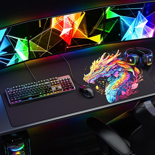 TITANWOLF – Alfombrilla Gaming XXL para ratón 1200x600 – Mouse Pad - Precisión y Velocidad - Parte Inferior de Goma para una sujeción Estable - Antideslizante, Resistente al Agua – Color Dragon - imagen 6