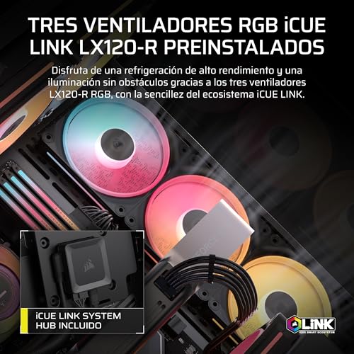 Miniatura 3 de CORSAIR 3500X LX-R RGB iCUE Link Caja de PC Semitorre con Panel de Cristal Panorámico – Incluye 3X LX120-R RGB y iCUE Link System Hub, Puede Incluir hasta 10 Ventiladores de 120mm – Negro