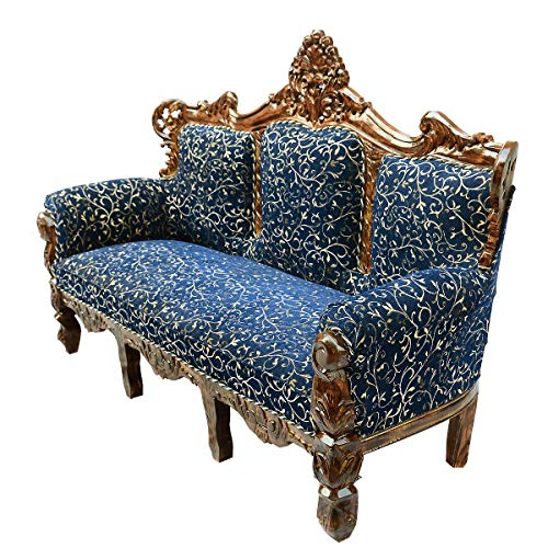 Image of Wooden 5 Seater Sofa Set, Solid Wood Sofa 3+1+1 with Cushion Seating, Traditional Design Furniture for Living Room, Home, Office, Bedroom