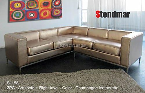 2pc Modern Champagne Gold Leatherette Sectional Sofa S1158