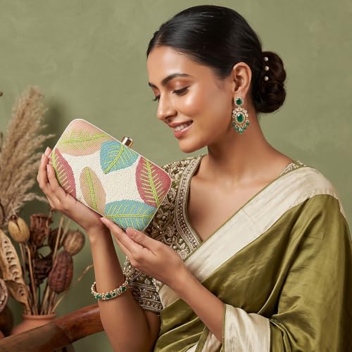 Image of LONGING TO BUY Hand Crafted Designer Box Clutch - Zari Embroidery For Women