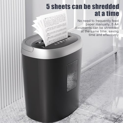 Trituradora de papel para uso en la oficina en casa, capacidad de 5 hojas, detección automática, contenedor extraíble de 20 litros, avance y retroceso de un solo toque, efecto de trituración de 4 x 25