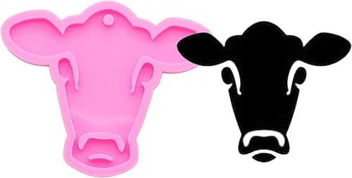 Miniatura 6 de Angel Wings Molde de silicona con forma de cabeza de ganado brillante y brillante, llavero de cara de vaca, molde de arcilla polimérica, collar