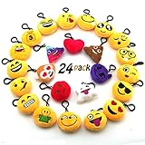 Novelty Toys Emoji Keychain, Emotion Plush Pillow,Kids Party Supplies Favors,Keychain Decorations Party Favor Supplies Summer Camp Prizes Carnivals Classroom Rewards Party Favor Bags Set of 24 Pack