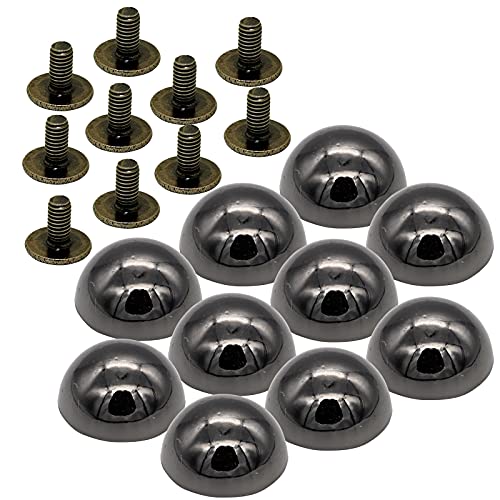 TSUKURIRO 底鋲 丸型 15mm ネジ バッグ カバン 修理 レザークラフト DIY ハンドメイド パーツ (ガンブラック, 10個セット)