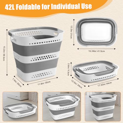 2-Pcs-42L-Collapsible-Laundry-Baskets-Foldable-Laundry-Basket-with-Handles-Sturdy-Plastic-Pop-Up-Laundry-Hamper-Space-Saving-Storage-Container-for-WetDry-Use-Ideal-for-Home-Dorm-Apartment-Grey