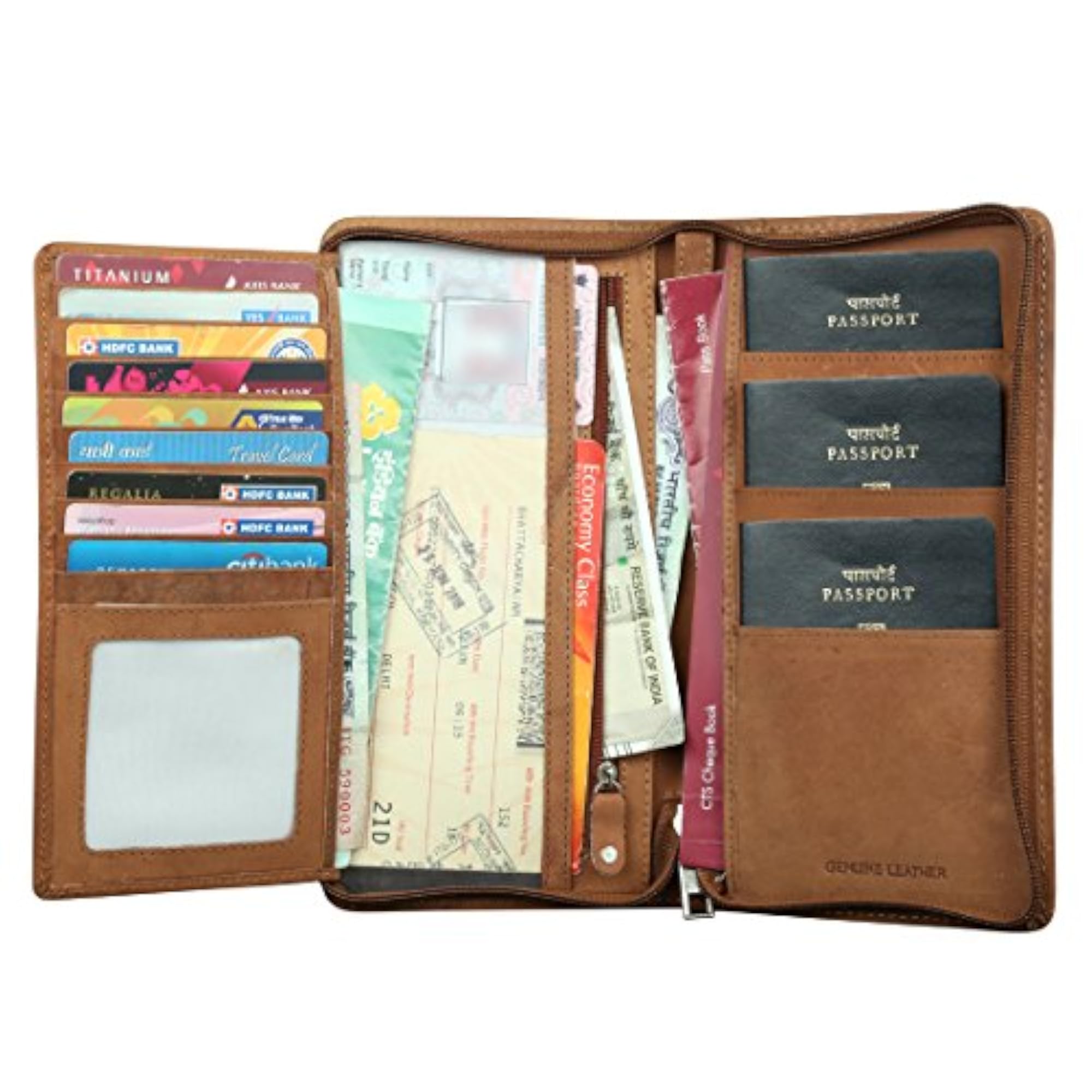 Style Shoes Tan Leather Passport Holder