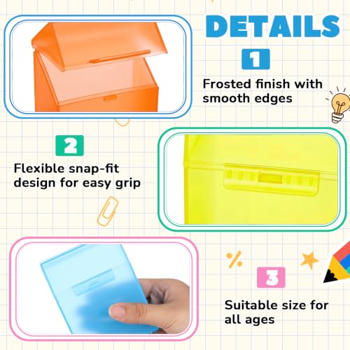Image of Clabby 4 Pcs Clear Plastic Crayon Boxes Hold 24 Count, Sunset | Organizer Box, Case, Colorful, Portable Storage Holder with Snap Lid, for Kids Boys Girls School Classroom Home Art Supply