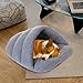 Hperu Hundebett mit Kapuze, Katze Schlafsack, Winterthermalsbett mit Kapuze, halb bedeckte Hundekatze Höhle, Welpenhöhlenbett, faltbares gemütliches Haustierbett Haus für Katze, Hund, m