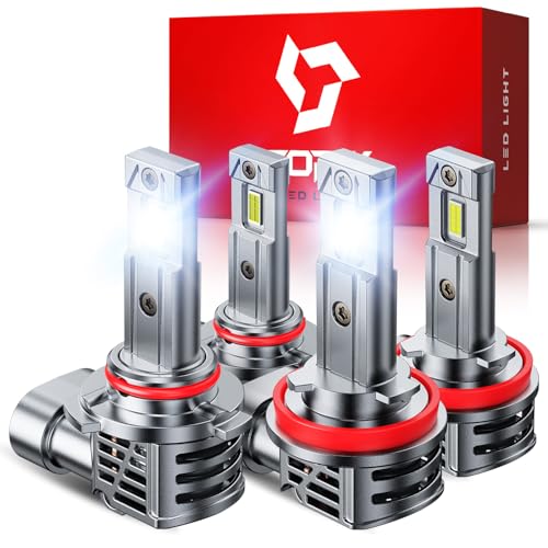 TOPIK H11 9005 Bulbs Combo, [Upgraded-Gen] 80,000LM 900% Ultra Brighter, H8 H9 HB3 Light Bulbs, Plug N Play, 20+ Years Long Lifespan, No Flicker, 99% Canbus Ready, Pack of 4