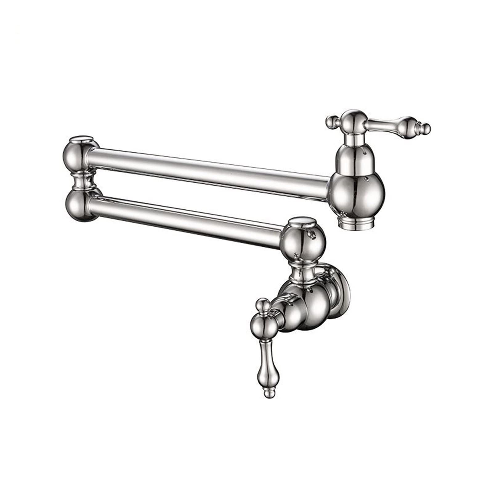 Cudtapi Chrome Bathroom Faucet Wall Mount Solid Brass Pot Filler Tap Double-Jointed Swinging Kitchen Faucet Multiple Colors Faucets(Chrome)