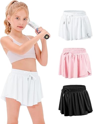 Stelle Girls Butterfly Shorts with Pockets Athletic Running Sports Skirt