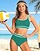 Girls Swimsuit 12-14 Years Teen Girl Bathing Suit Two Piece Emerald Green High Waisted Athletic Swim Suits Fashion Piping Girls Bikini Swimwear Set