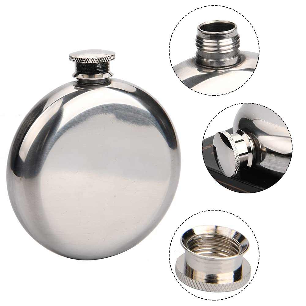 2 Stück Edelstahl-Flachmann, 6 unzen Schnapsflasche Edelstahl, Whisky Alkohol Flachmann, Flachmann und Mini Trichter für Wandern, Jagen, Camping, Klettern, Grillen, Bar, Party (Silber)