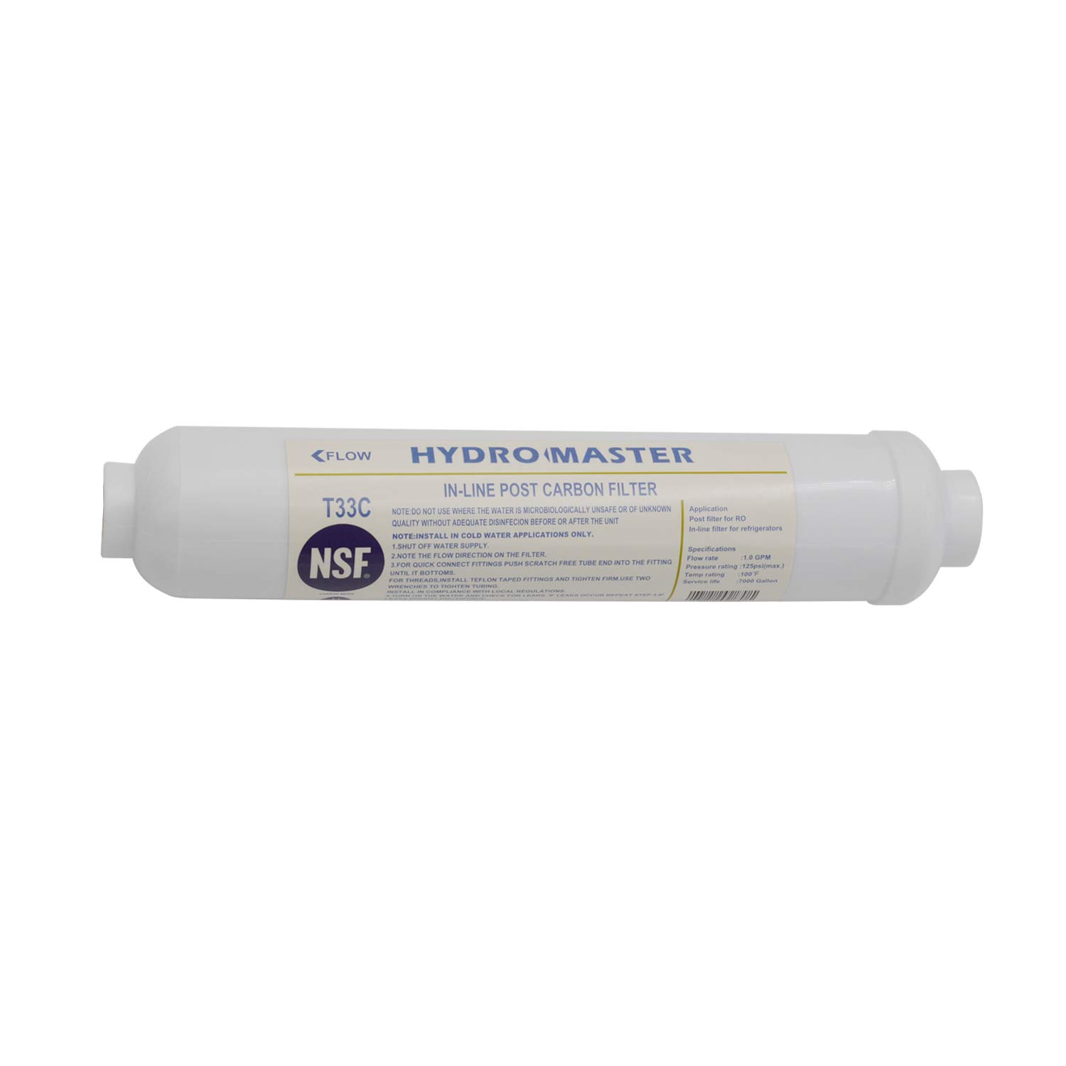 Confezione 5 Filtri Acqua Post Carbonio GAC T33 In Line NSF Con 1/4 OD