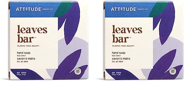ATTITUDE Jabón en barra de lavado a mano, verificado por EWG, sin plástico, ingredientes a base de plantas y minerales, productos veganos y libres