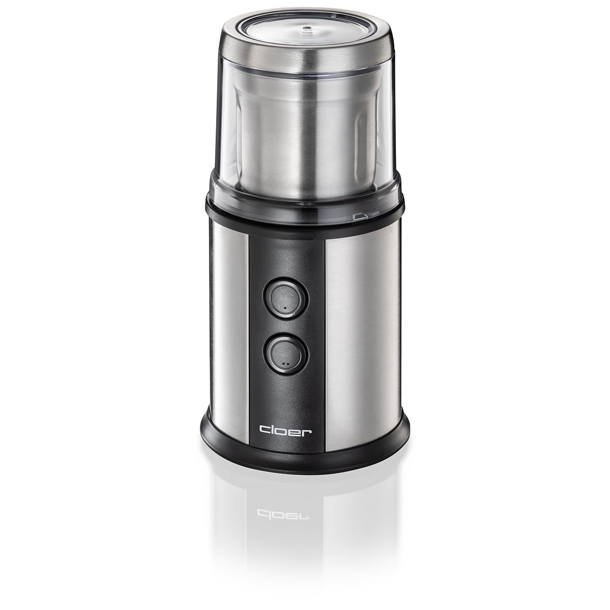cloer 7419 Moulin à café et à épices électrique, 2 conteneurs Amovibles, pour Pesto, Herbes, Noix et Grain, jusqu'à 80 g de Grains de café, Couvercle Protecteur, 350 W