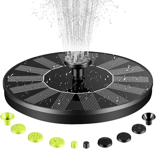 Solar Bird Bath Fountain Pump, Upgrade 1.4W Solar Powered Water Fountain with 10 Nozzles, Solar Water Pump for Bird Bath, Garden, Pond, Pool, Outdoor, Birds